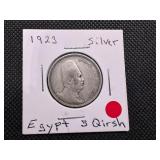 1923 Silver Egypt 5 Qirsh