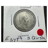 1923 Silver Egypt 5 Qirsh