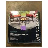 Hampton Bay Sadler 29.33 in.W Rubbed Bronze Steel Wood Outdoor Fire Pit with Cover and Poker Included Customer Returns See Pictures