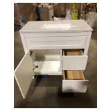 Home Decorators Collection Clady 37 in. Single Sink White Bath Vanity with Silver Ash Cultured Marble Top (Assembled)  Customer Returns See Pictures