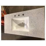 Home Decorators Collection Clady 37 in. Single Sink White Bath Vanity with Silver Ash Cultured Marble Top (Assembled)  Customer Returns See Pictures