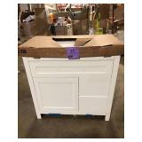 Home Decorators Collection Clady 37 in. Single Sink White Bath Vanity with Silver Ash Cultured Marble Top (Assembled)  Customer Returns See Pictures