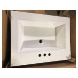 Glacier Bay Everdean 25 in. Single Sink White Bath Vanity with White Cultured Marble Top (Assembled)   Customer Returns See Pictures