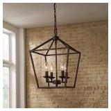 Home Decorators Collection Weyburn 4-Light Bronze Farmhouse Chandelier Light Fixture with Caged Metal Shade  Customer Returns See Pictures