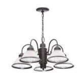 Hampton Bay Halophane 5-Light Oil Rubbed Bronze Chandelier with Frosted Ribbed Glass Shades  Customer Returns See Pictures