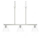 Hampton Bay Myles 3-Light Island Pendant Light Brushed Nickel Finish Clear Glass Shades Customer Returns See Pictures