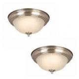 11 in. Brushed Nickel LED Flush Mount (2-Pack)    Customer Returns See Pictures