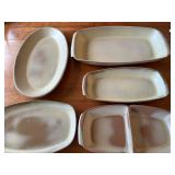 Set of 6 Frankoma Pottery Plainsman Gold Serving Platters and Divided Dishes