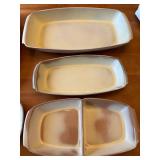 Set of 6 Frankoma Pottery Plainsman Gold Serving Platters and Divided Dishes