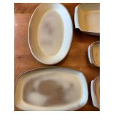 Set of 6 Frankoma Pottery Plainsman Gold Serving Platters and Divided Dishes