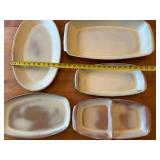 Set of 6 Frankoma Pottery Plainsman Gold Serving Platters and Divided Dishes