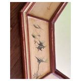 Vintage Octagonal Hand-Painted Mirror with Asian-Inspired Design