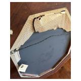Vintage Octagonal Hand-Painted Mirror with Asian-Inspired Design