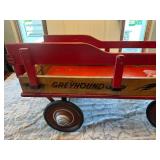 Vintage Greyhound Wooden Pull Wagon with Red Detailing