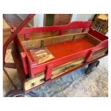 Vintage Greyhound Wooden Pull Wagon with Red Detailing
