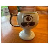 Set of 3 Otagiri Vintage Stoneware Footed Hand-Painted Pedestal Mugs / Irish Coffee Mugs with Floral Design