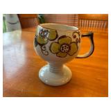 Set of 3 Otagiri Vintage Stoneware Footed Hand-Painted Pedestal Mugs / Irish Coffee Mugs with Floral Design