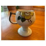 Set of 3 Otagiri Vintage Stoneware Footed Hand-Painted Pedestal Mugs / Irish Coffee Mugs with Floral Design