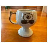 Set of 3 Otagiri Vintage Stoneware Footed Hand-Painted Pedestal Mugs / Irish Coffee Mugs with Floral Design