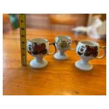 Set of 3 Otagiri Vintage Stoneware Footed Hand-Painted Pedestal Mugs / Irish Coffee Mugs with Floral Design