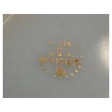 Set of 12 Vintage Pyrex Milk Glass Plates Wide Color Band Multicolor Ceramic Dinner Plates