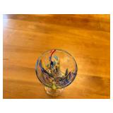Hand-Blown Murano-Style Confetti Glass Signed Stemmed Glassware / Vase with Colorful Swirl Pattern