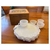 Orchard Crystal Ware Milk Glass TV Snack Set - 8 Piece