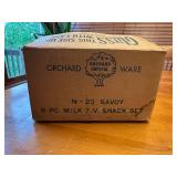 Orchard Crystal Ware Milk Glass TV Snack Set - 8 Piece