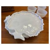 Orchard Crystal Ware Milk Glass TV Snack Set - 8 Piece