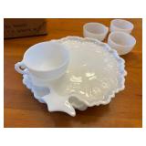 Orchard Crystal Ware Milk Glass TV Snack Set - 8 Piece