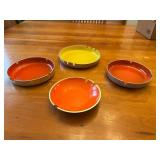 Set of 4 Mid-Century Modern Isama Kemochi Style Aluminum Ashtrays with Enamel Coating