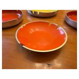 Set of 4 Mid-Century Modern Isama Kemochi Style Aluminum Ashtrays with Enamel Coating