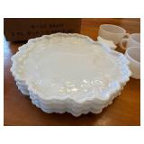 Vintage Orchard Crystal Ware Milk Glass TV Snack Set - 8 Piece