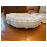 Vintage Orchard Crystal Ware Milk Glass TV Snack Set - 8 Piece