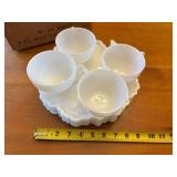 Vintage Orchard Crystal Ware Milk Glass TV Snack Set - 8 Piece