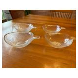 Set of 4 Arcoroc France Poisson Glass Flounder Fish Shaped Textured Glass Bowls