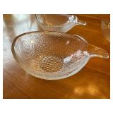 Set of 4 Arcoroc France Poisson Glass Flounder Fish Shaped Textured Glass Bowls