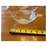 Set of 4 Arcoroc France Poisson Glass Flounder Fish Shaped Textured Glass Bowls