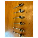 Set of 6 MCM Viking Teak Cheese Picks with Mouse Design