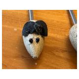 Set of 6 MCM Viking Teak Cheese Picks with Mouse Design