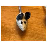 Set of 6 MCM Viking Teak Cheese Picks with Mouse Design