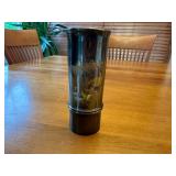 Vintage Japanese Bronze Chokin Vase with Mountain Design