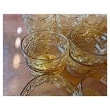 Set of 20 Vintage Anchor Hocking Lido Milano Amber Glass Tumblers and Dessert Cups