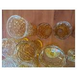 Set of 20 Vintage Anchor Hocking Lido Milano Amber Glass Tumblers and Dessert Cups