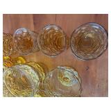 Set of 20 Vintage Anchor Hocking Lido Milano Amber Glass Tumblers and Dessert Cups