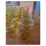 Set of 20 Vintage Anchor Hocking Lido Milano Amber Glass Tumblers and Dessert Cups