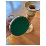 Pair of Hand Turned Wooden Candle Holders with Felt Bottom