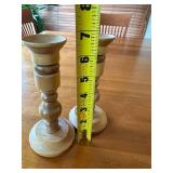 Pair of Hand Turned Wooden Candle Holders with Felt Bottom