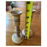 Pair of Hand Turned Wooden Candle Holders with Felt Bottom