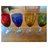 Set of 4 Vibrant Marshall Fields Dark Iridescent Colored Glass Goblets
